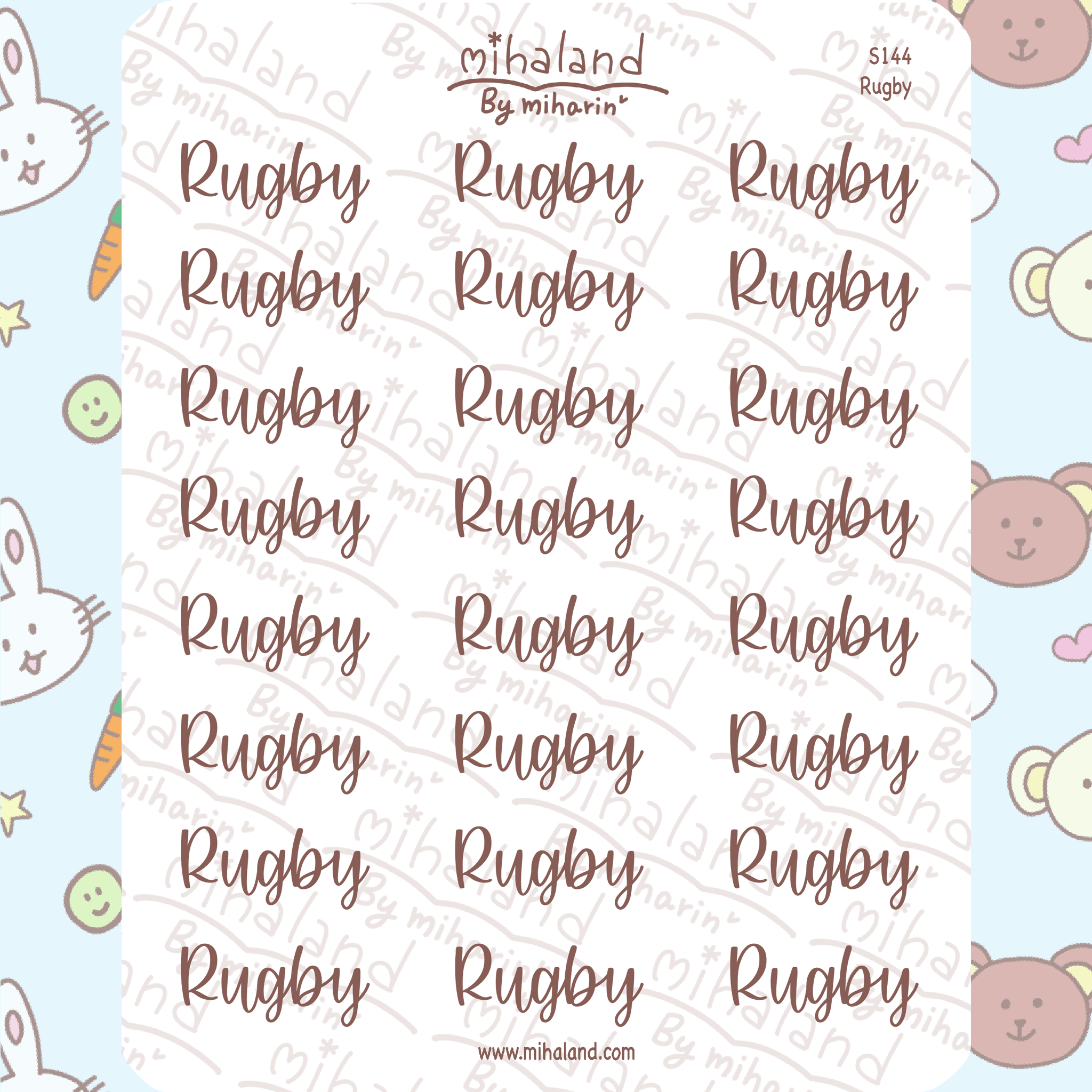 Rugby Script Planner Stickers (S144)