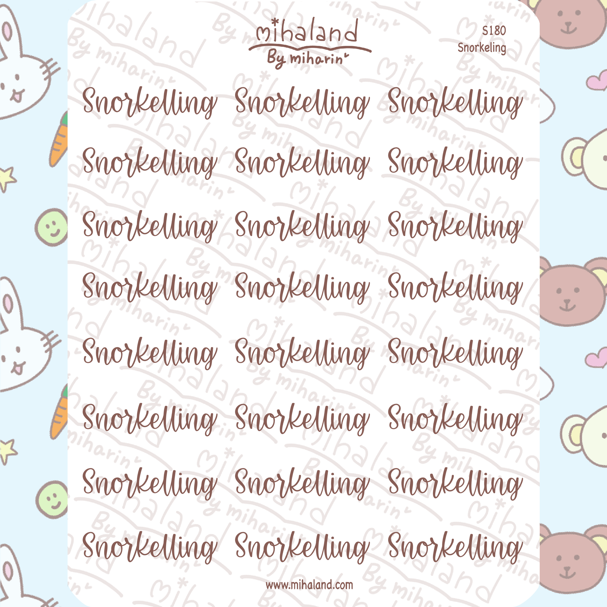 Snorkelling Script Planner Stickers (S180)