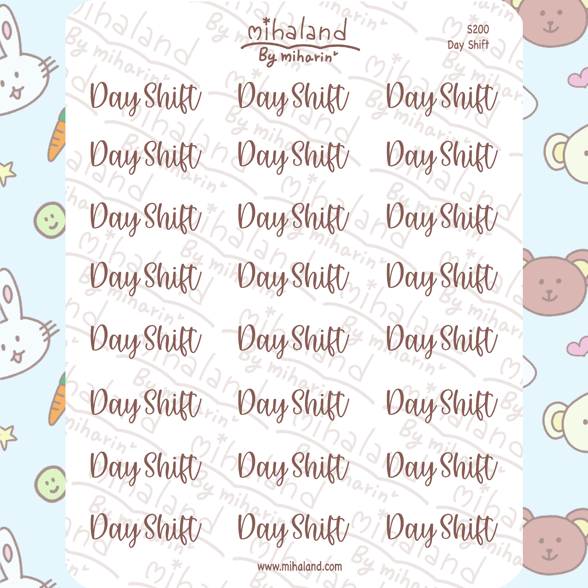 Day Shift Script Planner Stickers (S200)