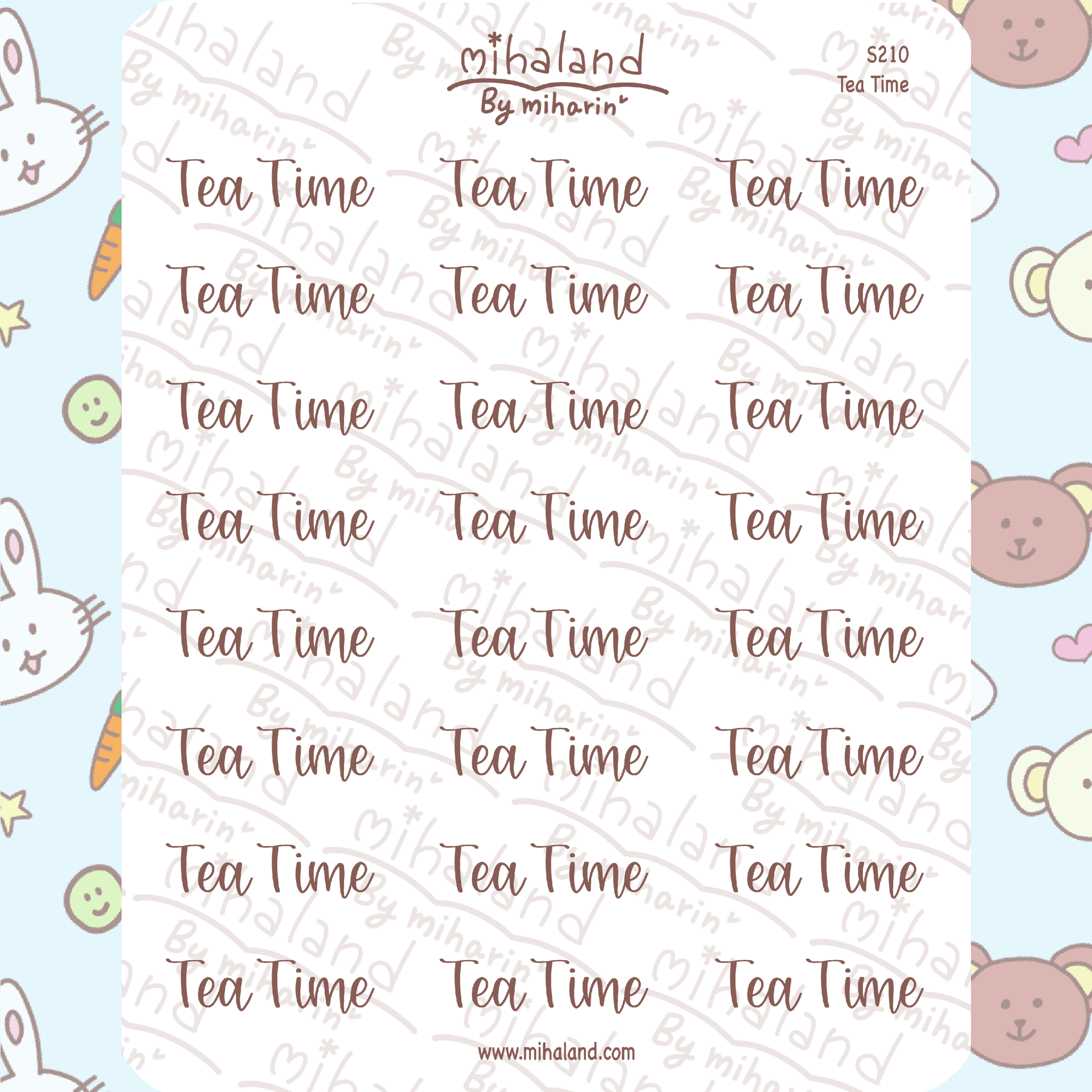 Tea Time Script Planner Stickers (S210)