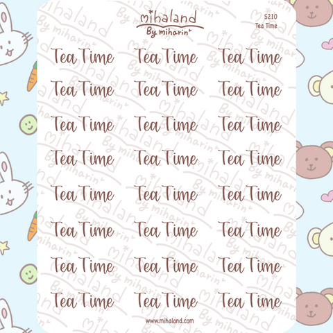 Tea Time Script Planner Stickers (S210)