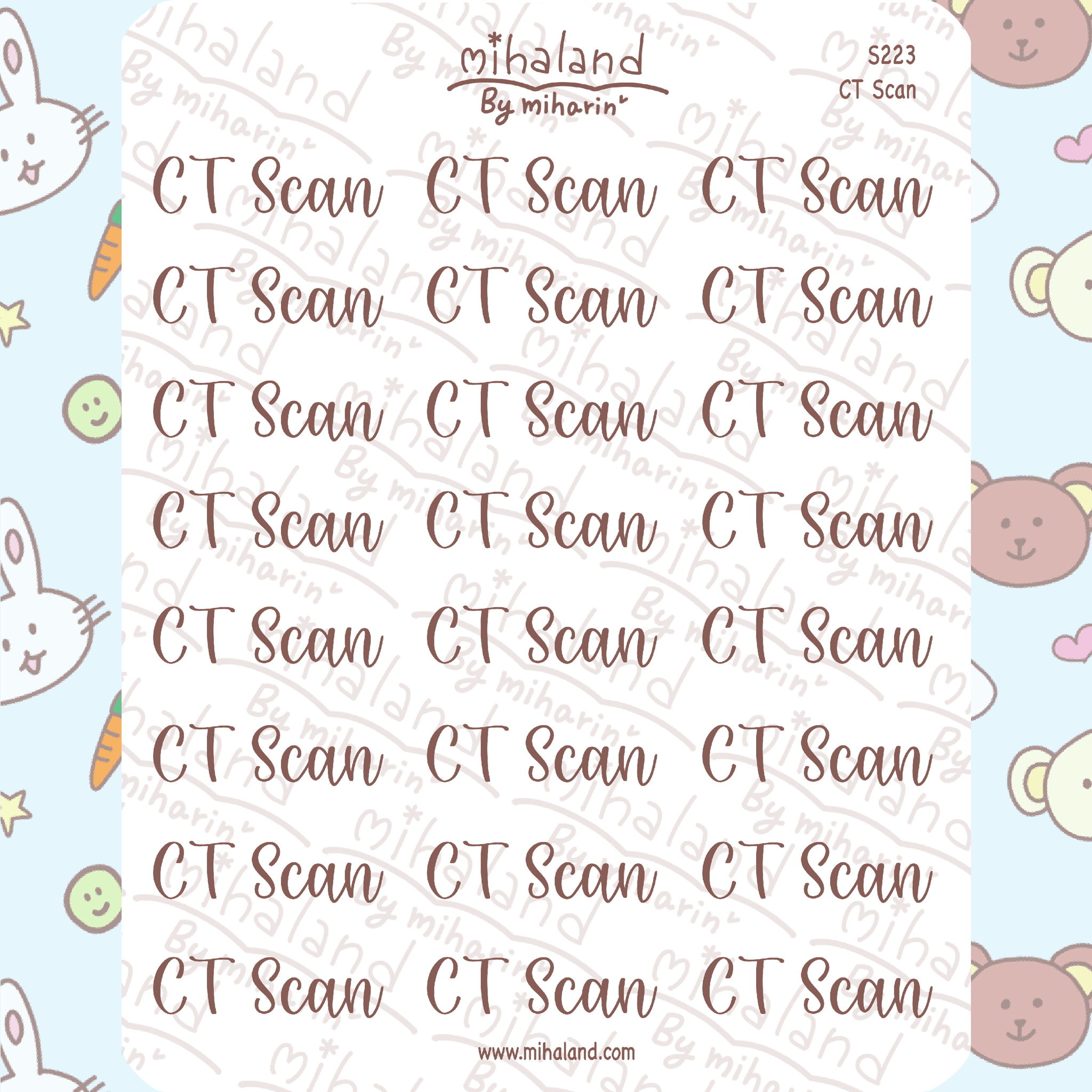 CT Scan Script Planner Stickers (S223)