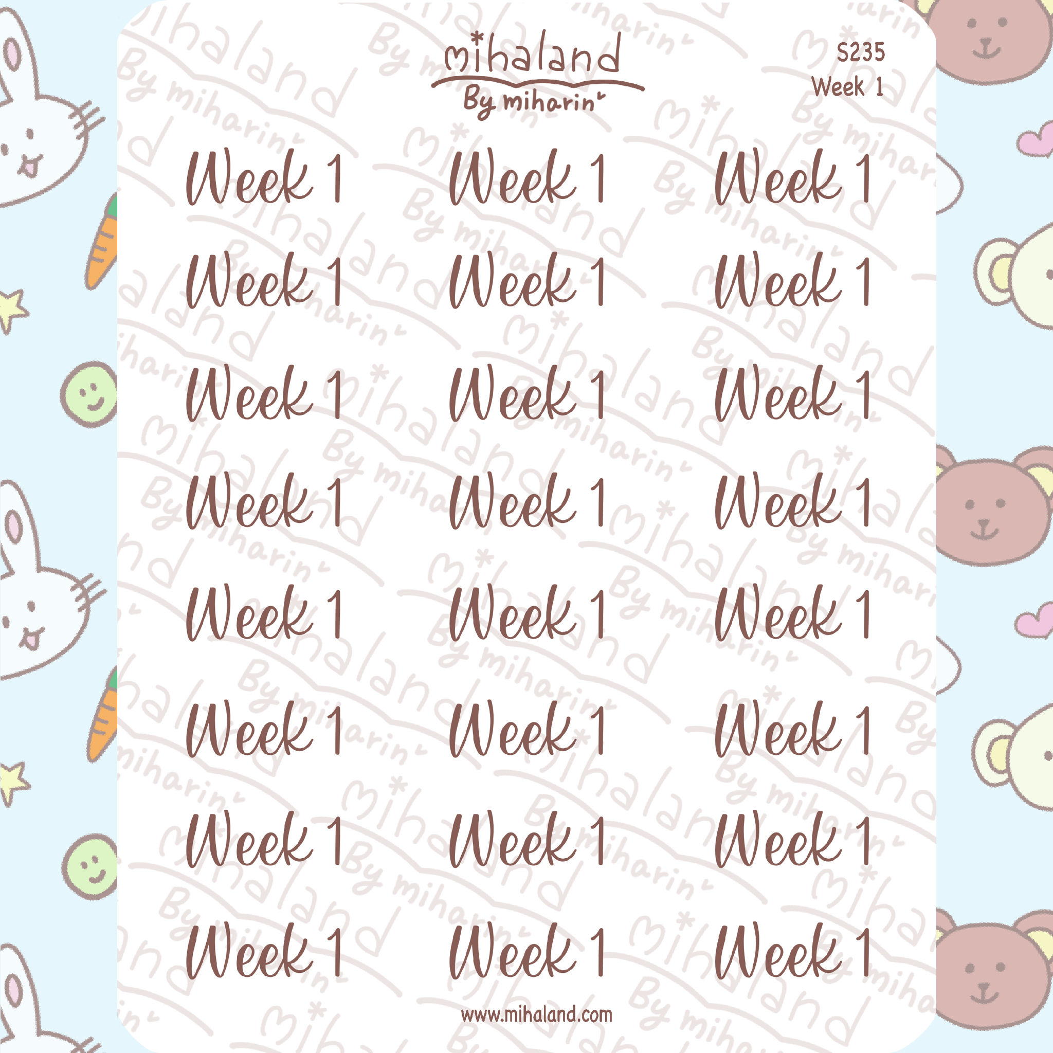 Week 1 Script Planner Stickers (S235)