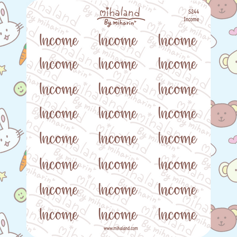 Income Script Planner Stickers (S244)