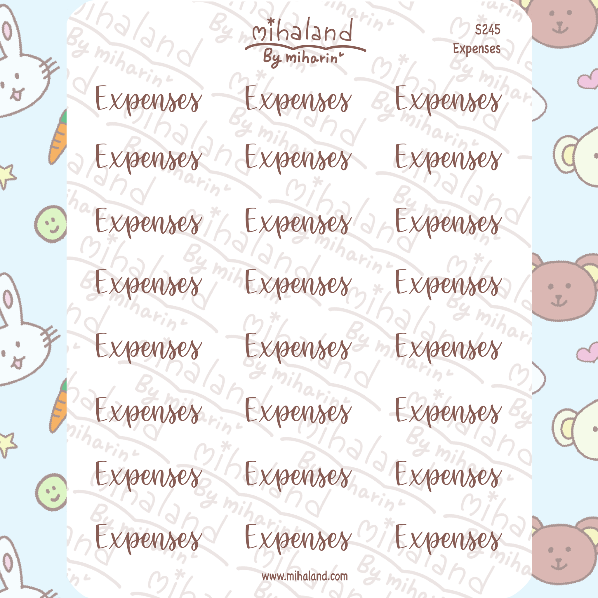 Expenses Script Planner Stickers (S245)