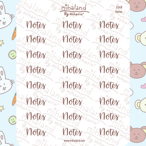 Notes Script Planner Stickers (S248)