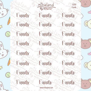 Funds Script Planner Stickers (S250)