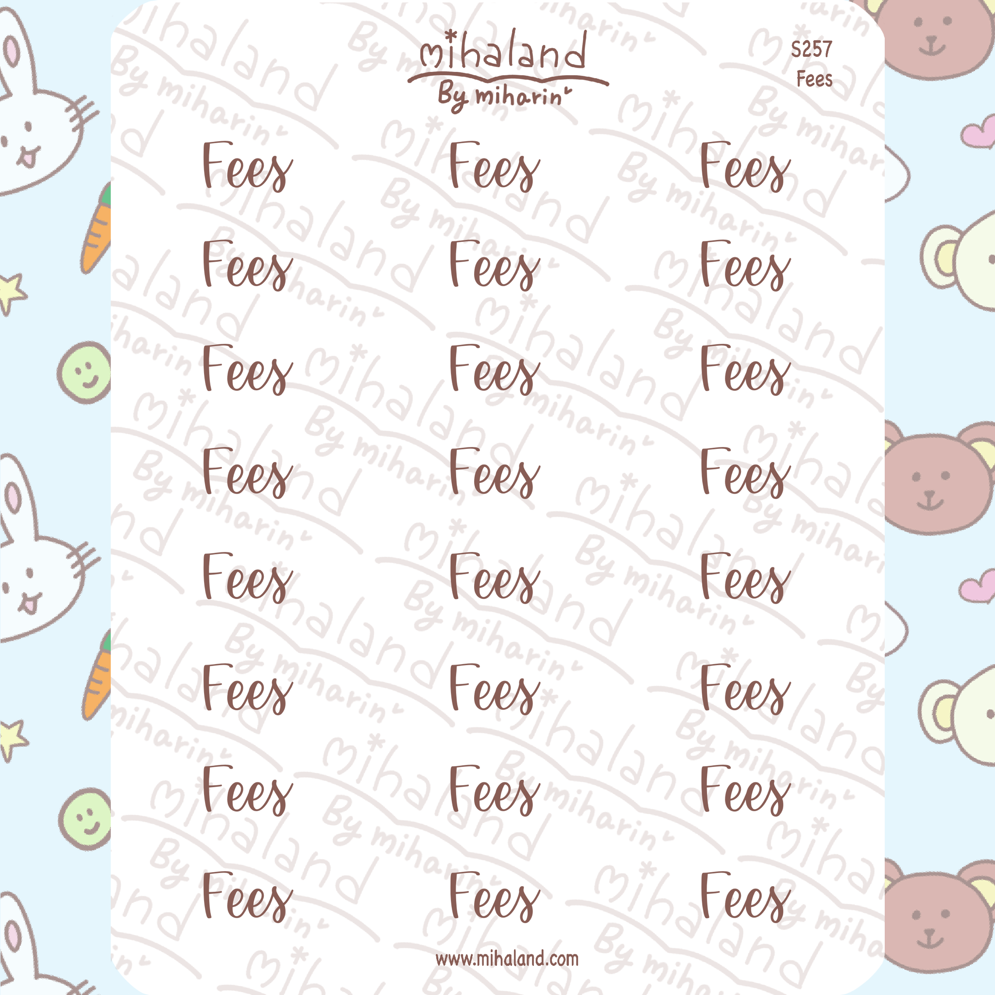 Fees Script Planner Stickers (S257)
