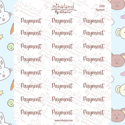 Payment Script Planner Stickers (S258)