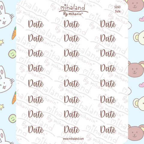 Date Script Planner Stickers (S260)