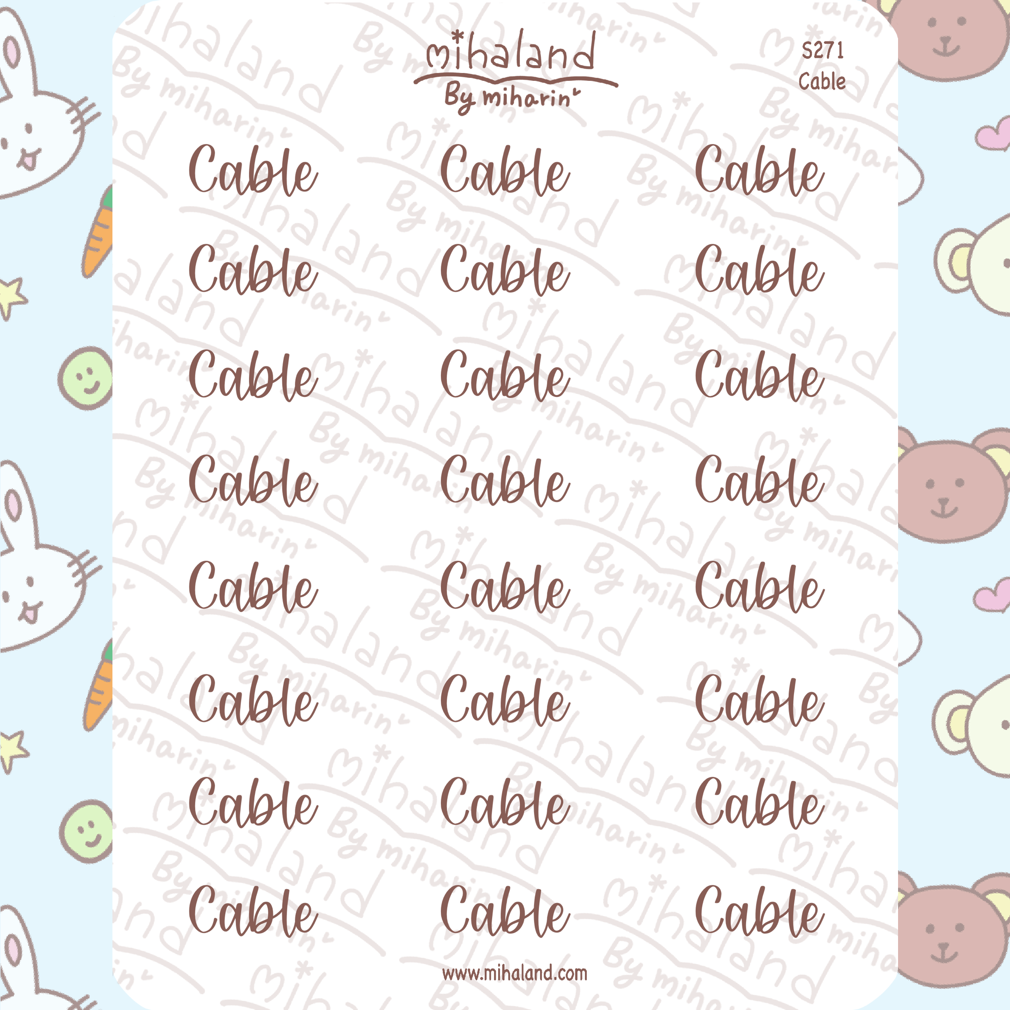 Cable Script Planner Stickers (S271)