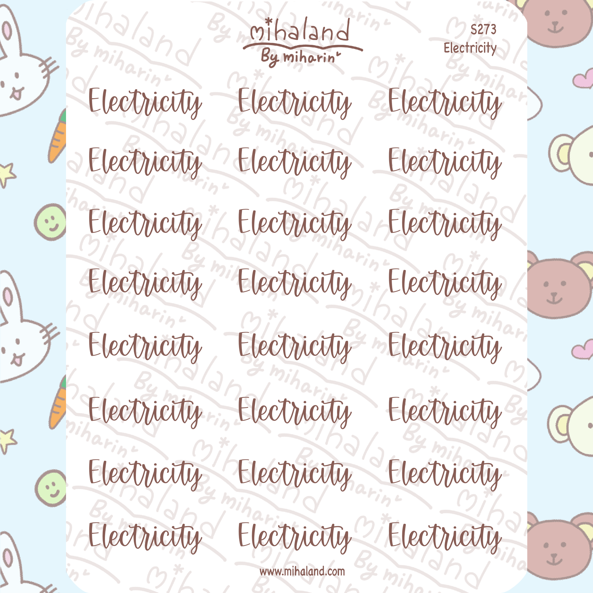 Electricity Script Planner Stickers (S273)