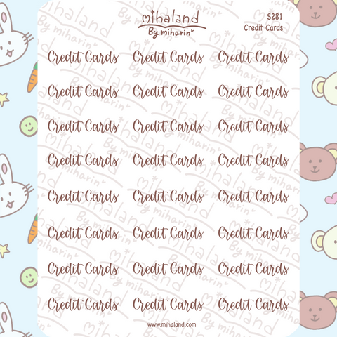 Credit Cards Script Planner Stickers (S281)
