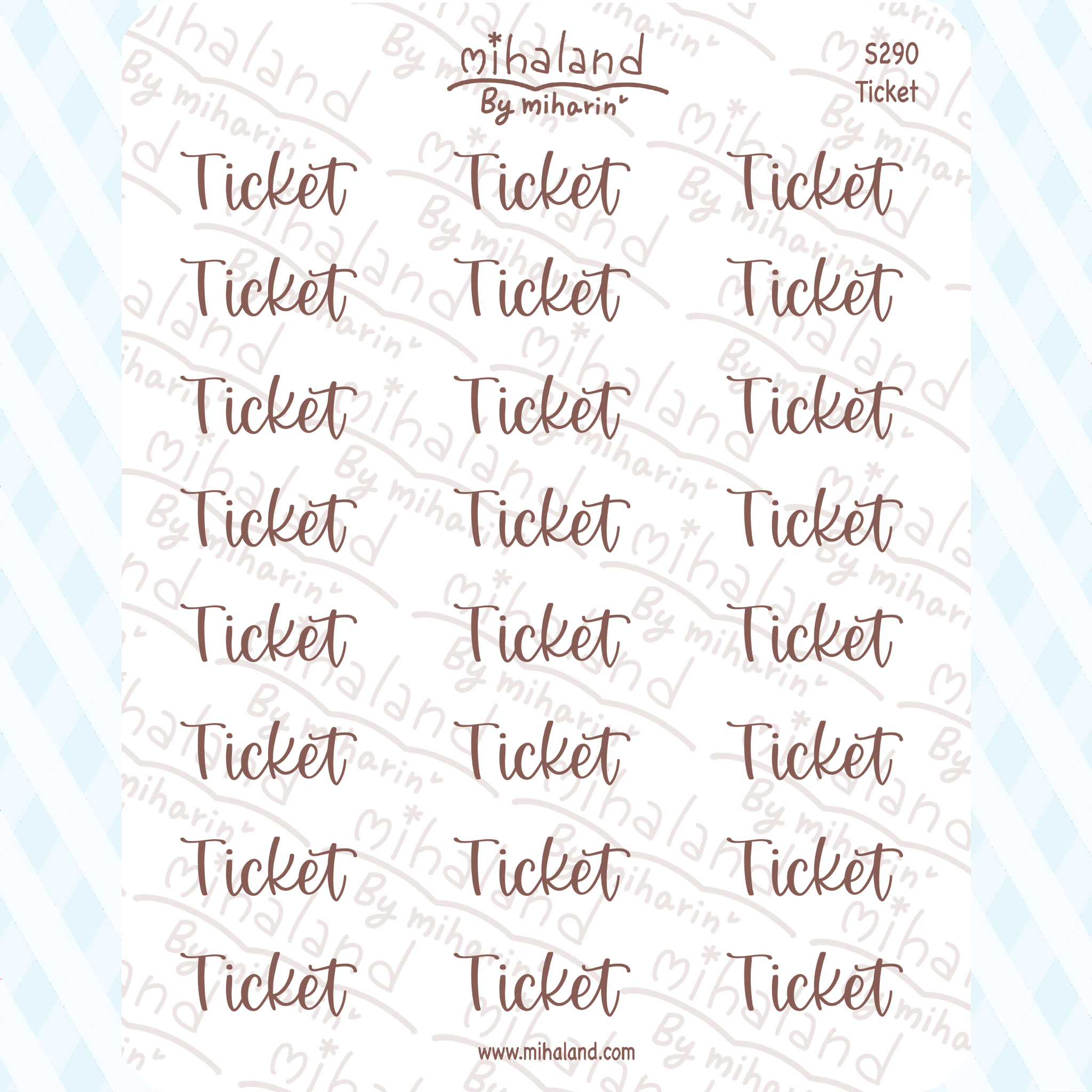 Ticket Script Planner Stickers (S290)