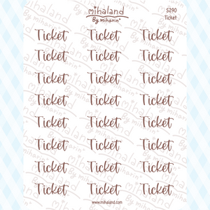 Ticket Script Planner Stickers (S290)