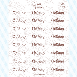 Clothing Script Planner Stickers (S304)