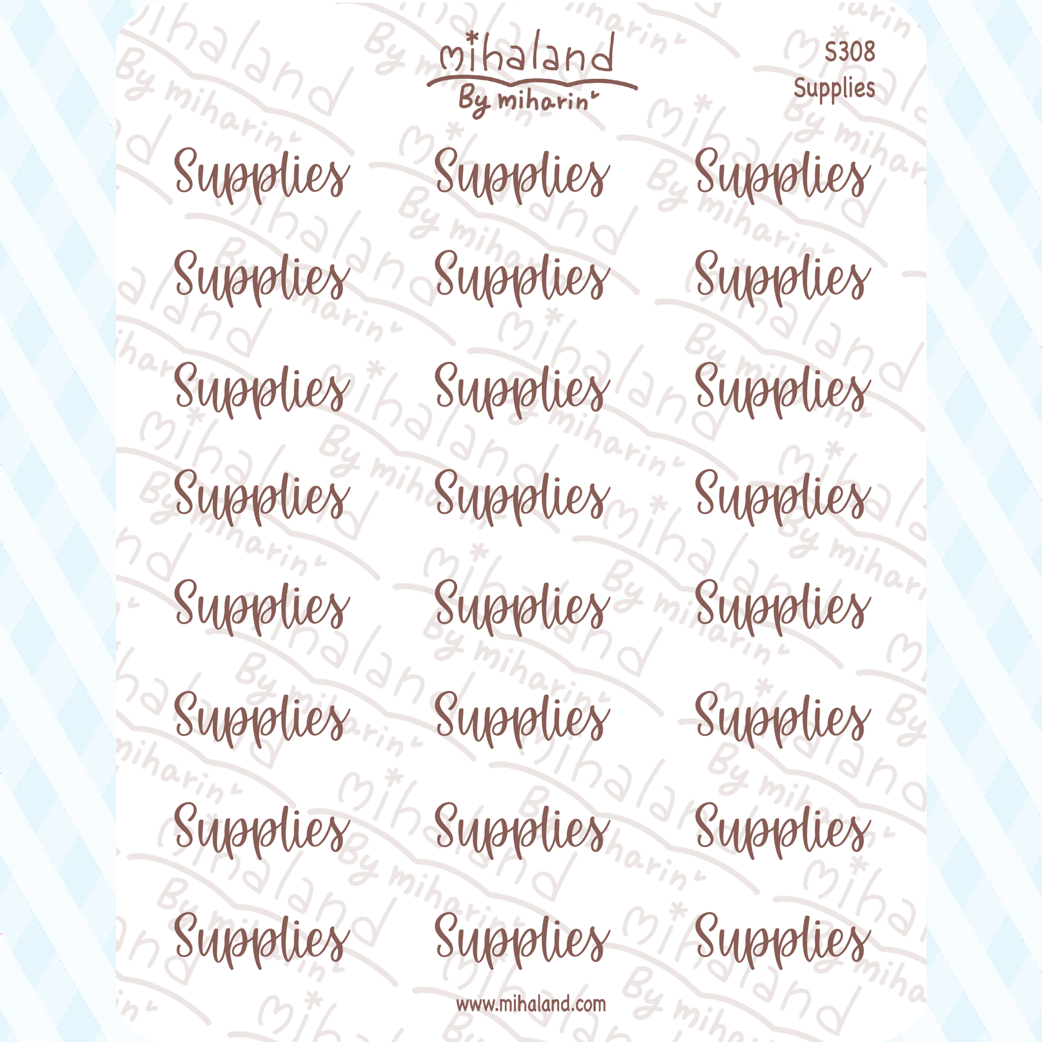 Supplies Script Planner Stickers (S308)