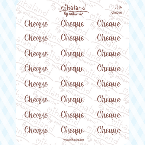 Cheque Script Planner Stickers (S316)