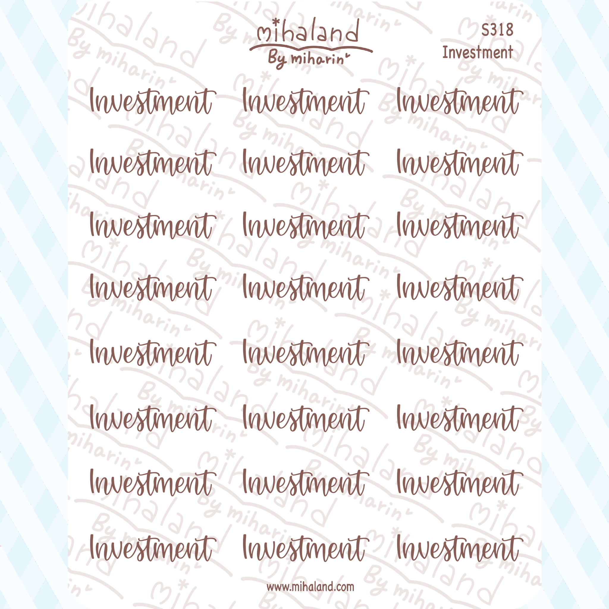 Investment Script Planner Stickers (S318)