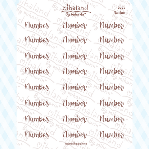 Number Script Planner Stickers (S335)