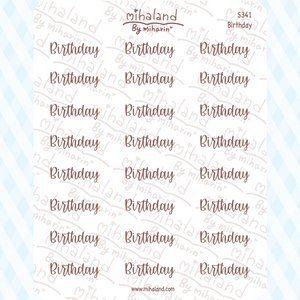 Birthday Script Planner Stickers (S341)