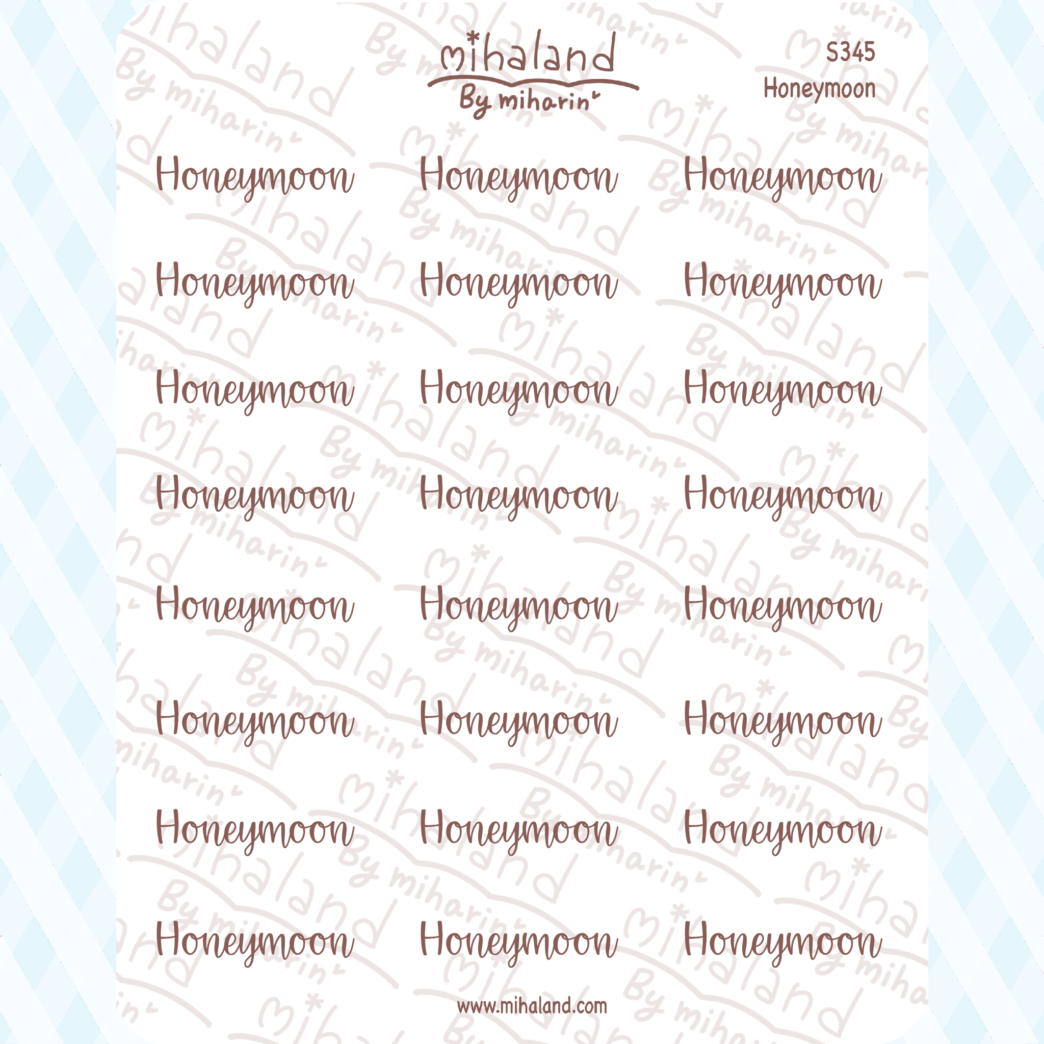 Honeymoon Script Planner Stickers (S345)