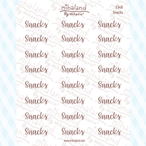Snacks Script Planner Stickers (S348)