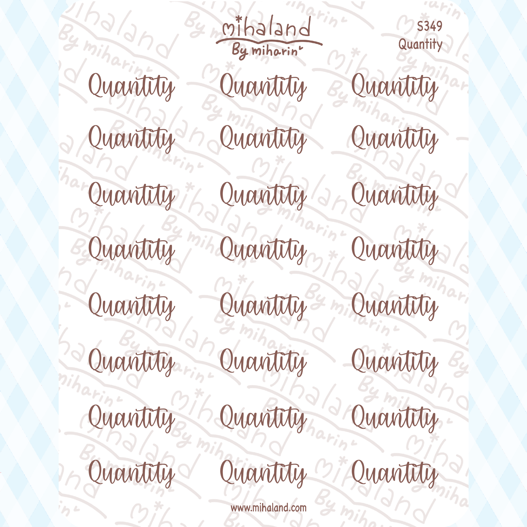 Quantity Script Planner Stickers (S349)