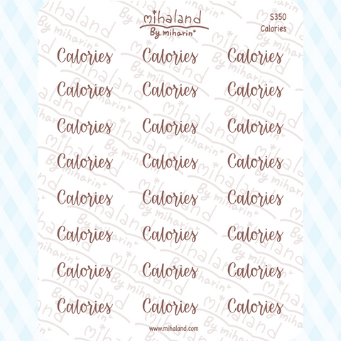 Calories Script Planner Stickers (S350)