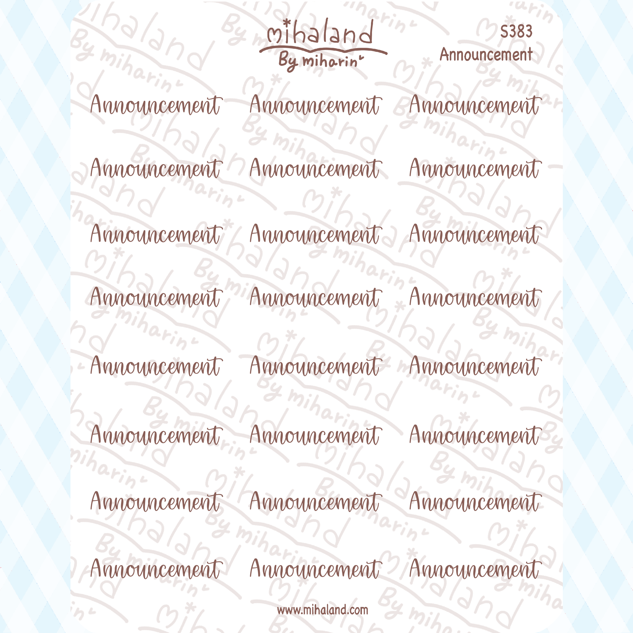 Announcement Script Planner Stickers (S383)