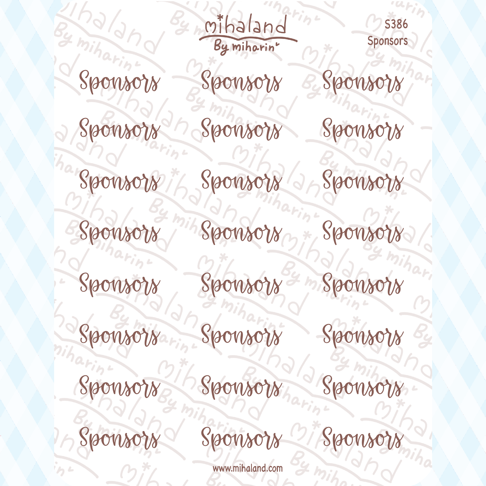 Sponsors Script Planner Stickers (S386)