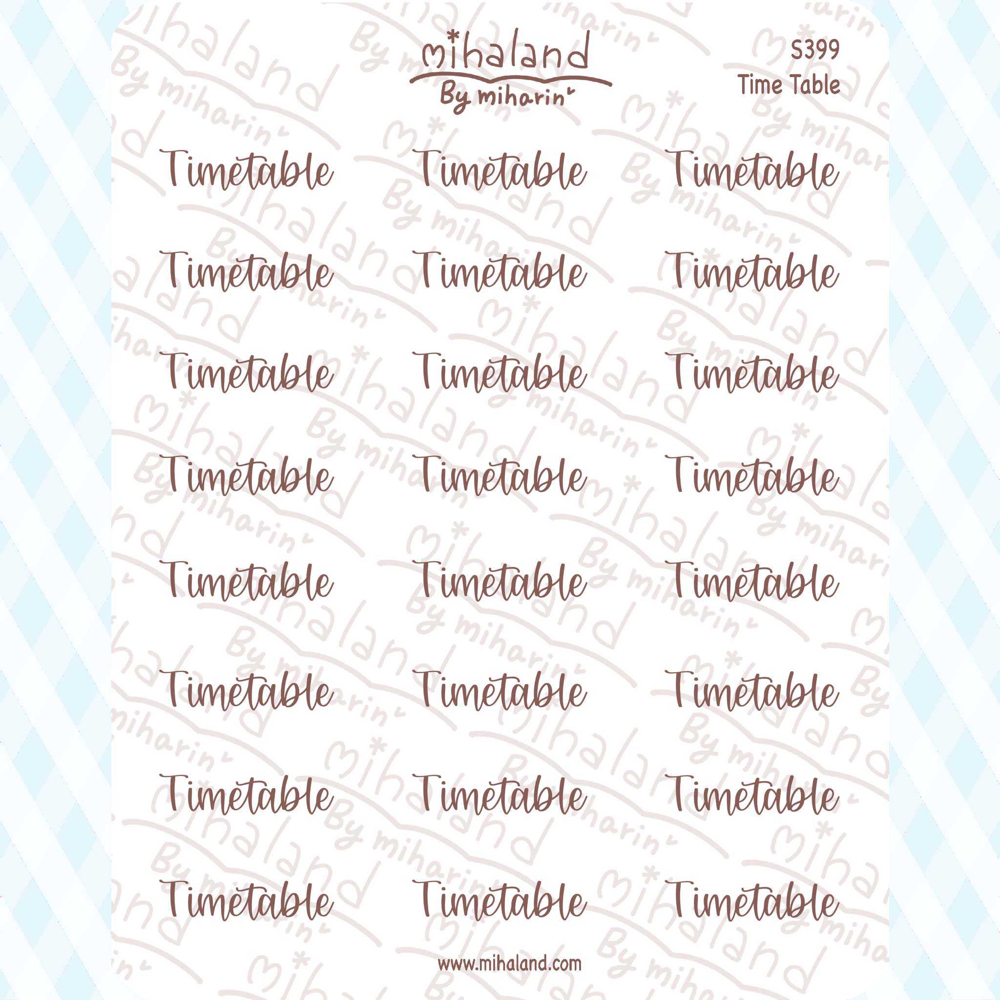 Timetable Script Planner Stickers (S399)