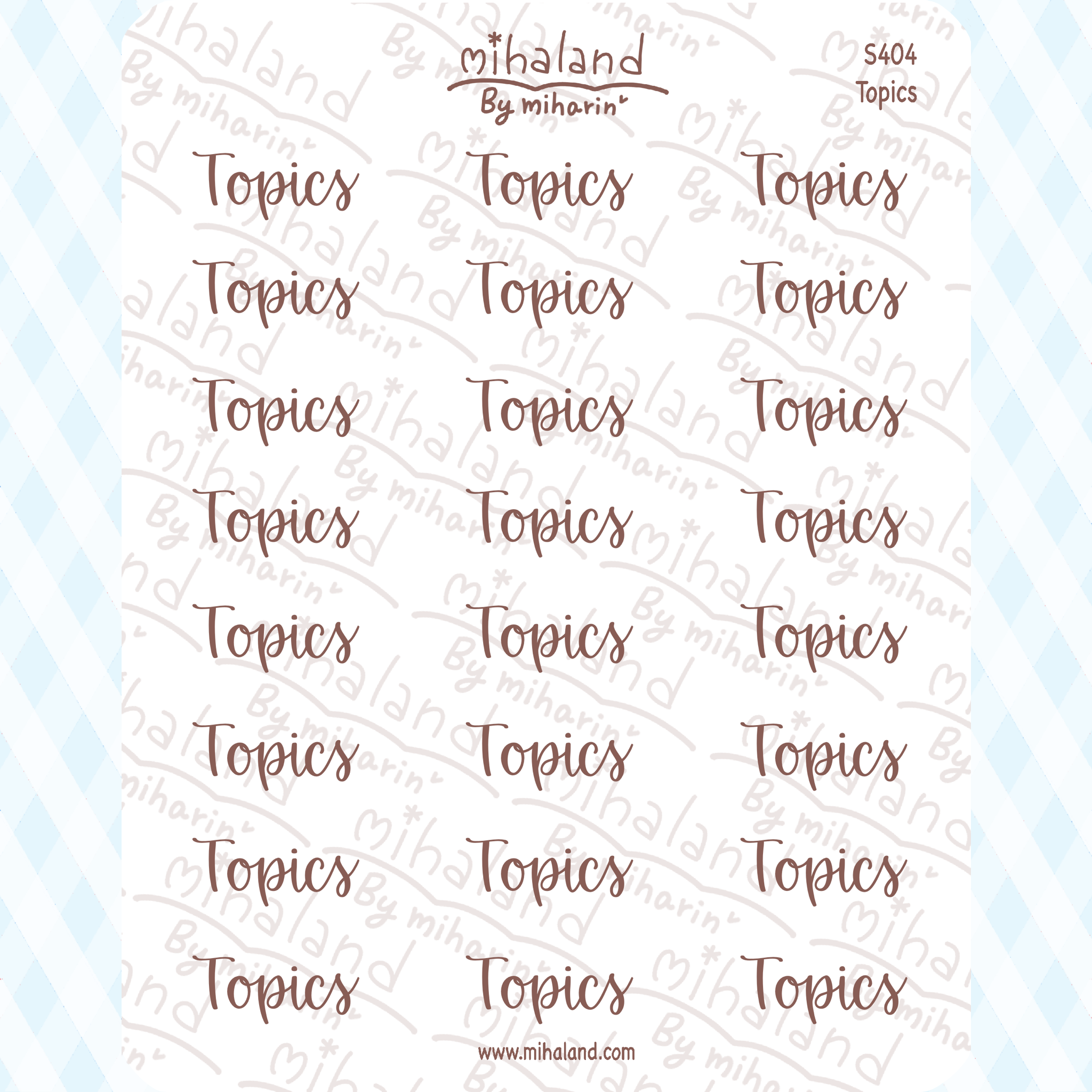 Topics Script Planner Stickers (S404)