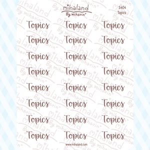 Topics Script Planner Stickers (S404)